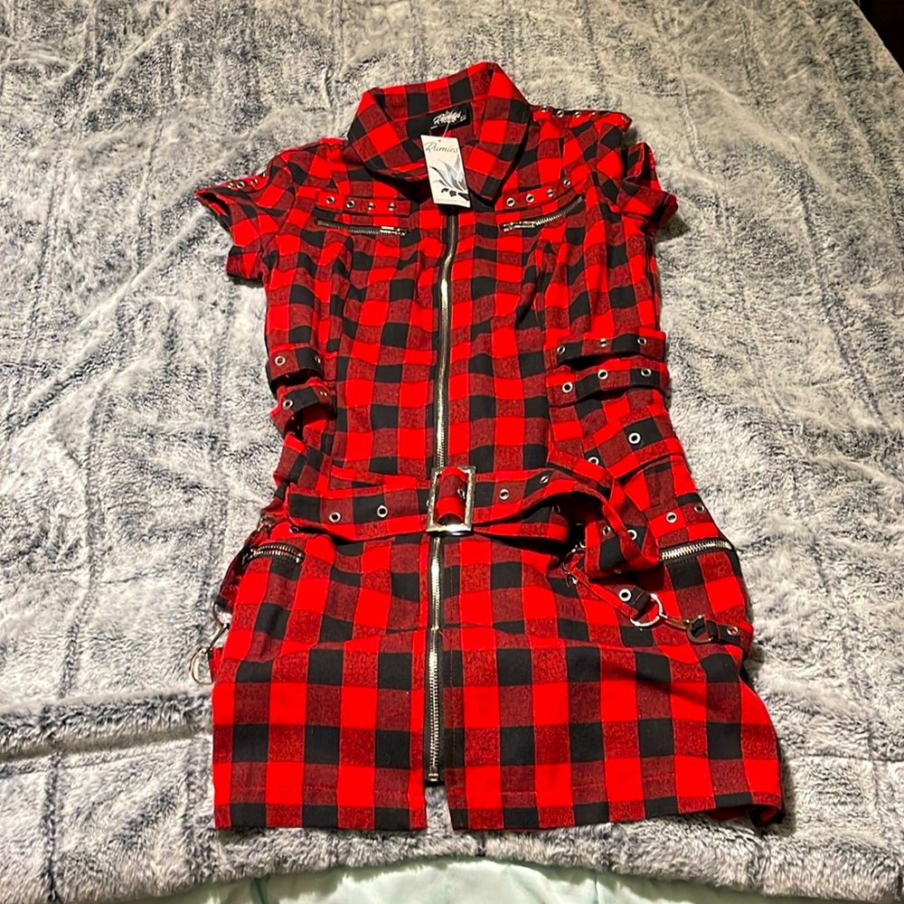 BRAND NEW Zip Up plaid punk rock dress